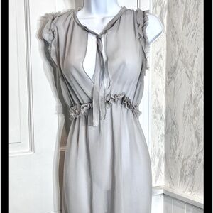 Freeway Size M Gray sheer dress Ruffle Accents Beach Party Casual Dressy